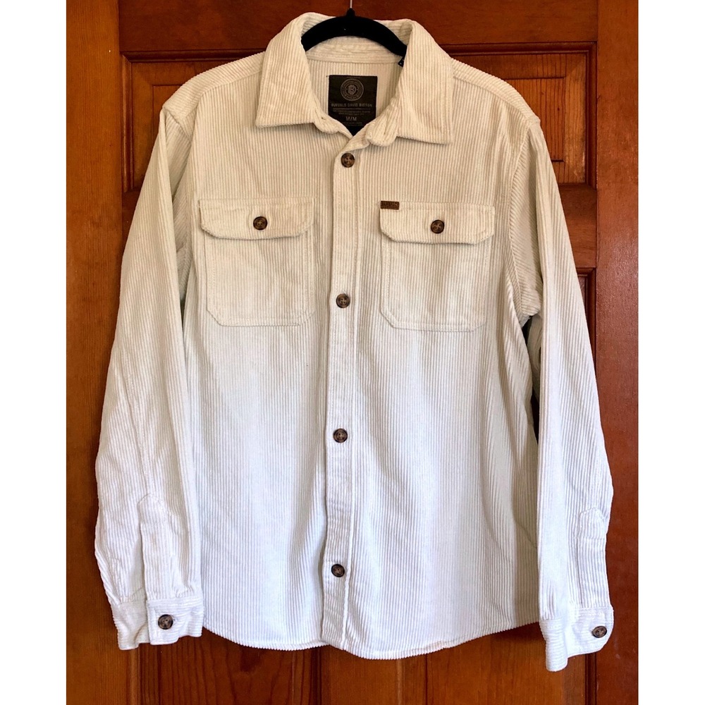 Buffalo David Bitton Womens M Cream Corduroy Button Front Shacket Shirt Jacket